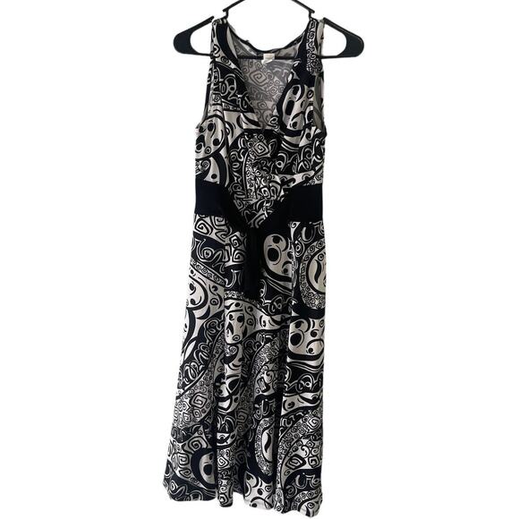Kupcake Vintage Y2k Women's Size 8 Black White Tie Printed Midi‎ Dress - Picture 1 of 7